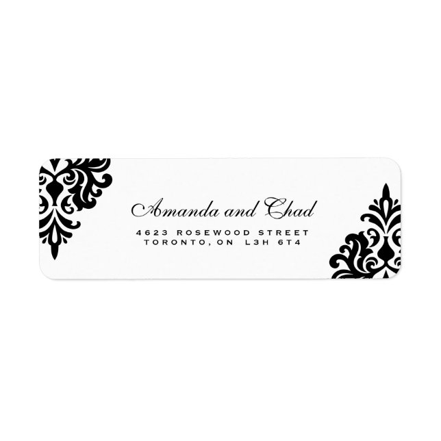 Élégant noir et blanc étiquettes d'adresse de reto (Devant)