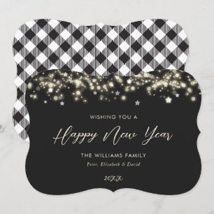 Elégant noir et blanc étoiles Bonne carte de nouve