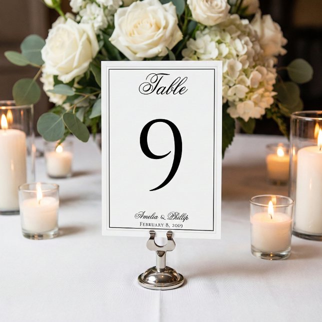 Élégant noir et blanc Mariage Numéros de table (Créateur téléchargé)