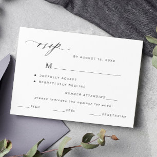 Élégant noir et blanc menu choix mariage rsvp