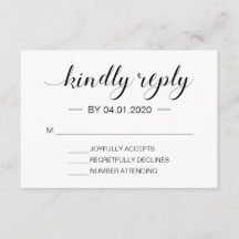 Elégant noir et blanc minimaliste moderne RSVP