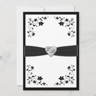 Élégant noir et blanc Monogramme Invitation