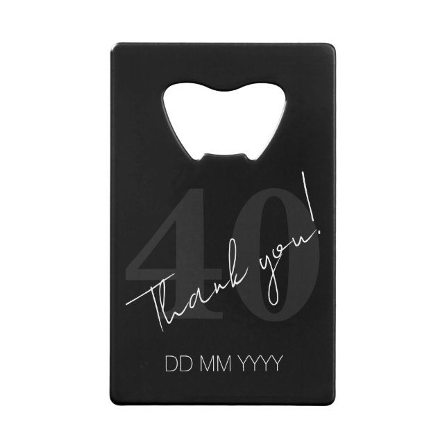 Elégant Noir et Blanc Quarantième 40e Anniversaire (Devant)