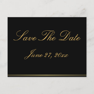 Élégant Noir Et Or Enregistrer La Date Cartes Post