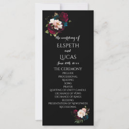Élégant Noir et Vibrant Programme de Mariage Flora