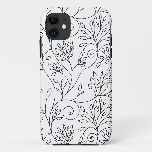 Élégant noir fleurs blanches iPhone 5 Coque (Dos)