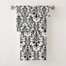 Élégant noir floral noir sur blanc