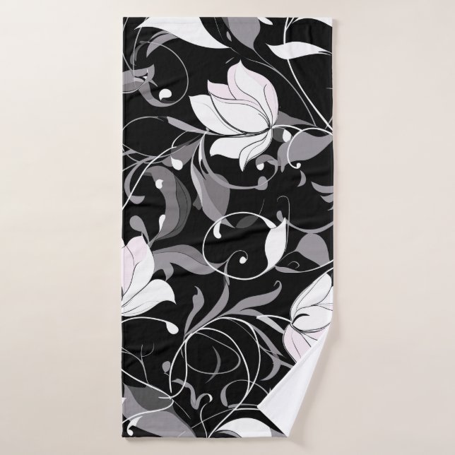 Elegant Noir Floral Swirl Badehandtuch (Badehandtuch)