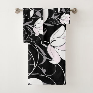 Elegant Noir Floral Swirl Badhandtuch Set