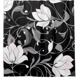Elegant Noir Floral Swirl Duschvorhang