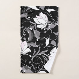 Elegant Noir Floral Swirl Handtuch