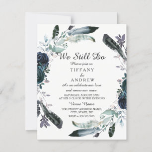 Élégant noir Floral Wreath Vow invitation de renou