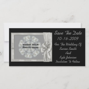 Elégant Noir Mariage Enregistrer La Date Carte pho