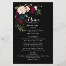 Élégant noir Mariage menu Modèle