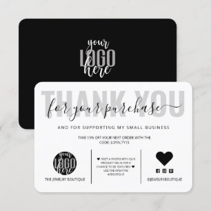 Élégant noir noir blanc logo logo Merci client