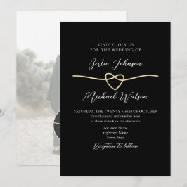Elégant Noir Noir minimaliste Mariage Invitation