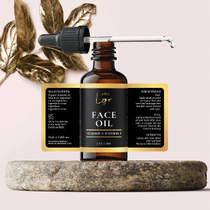 Élégant Noir Or Cosmétique Étiquette de bouteille 