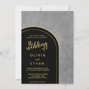 Elégant noir or gris Faire-part de mariage rustiqu