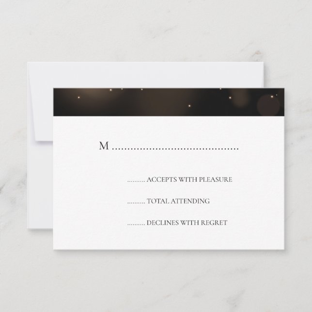 Elégant Noir & Or Noir Mariage de Noël RSVP (Devant)