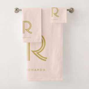 Élégant nom de monogramme rose pâle 