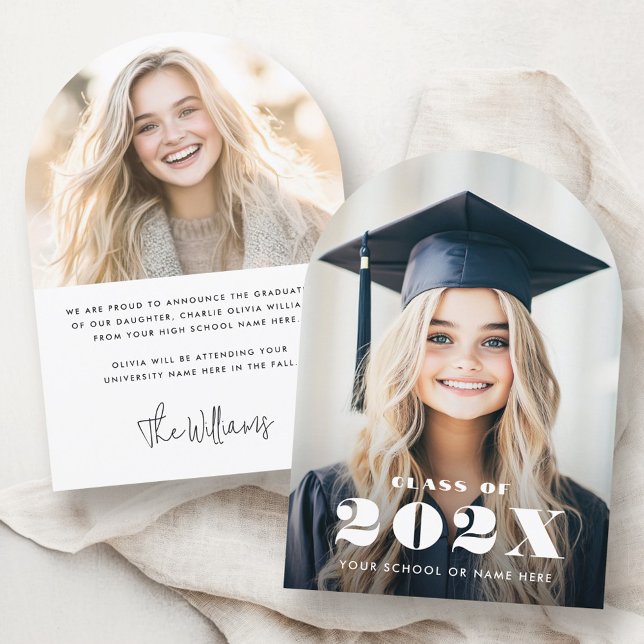 Elégant nom moderne photo graduation faire-part (Elegant modern name photo graduation announcement)