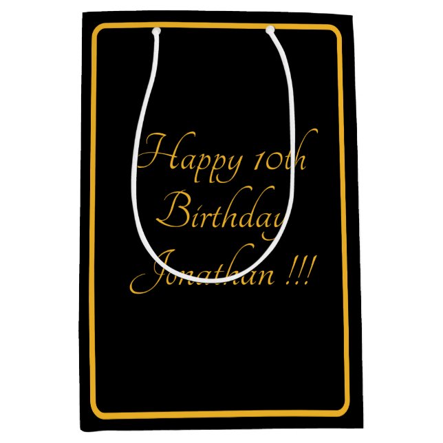 Elégant Nom Or Joyeux Anniversaire Cadeau Sac (Devant)