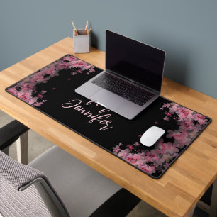 Élégant nommé aquarelle magnolia floral noir