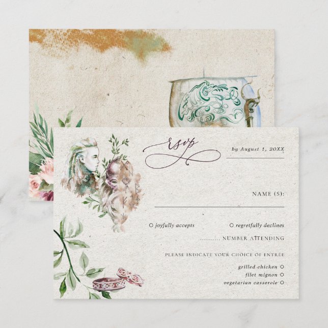 Elegant Norse Viking Wedding RSVP (Vorne/Hinten)