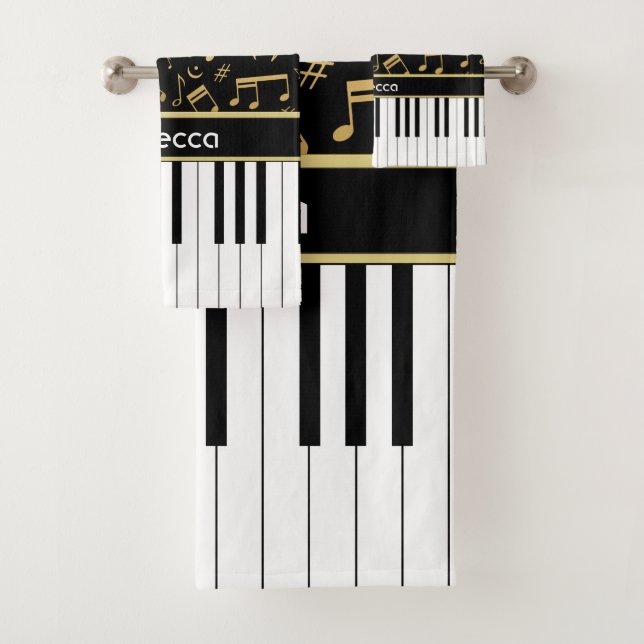 Élégant notes de musique dorée touches piano (En situation)