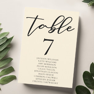 Élégant numéro de table de Mariage ivoire avec car