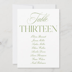 Élégant numéro de table de mariage vert sauge et b