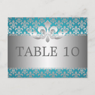 Élégant Numéro De Table Fleur De Lis Bleu
