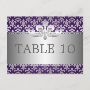 Élégant Numéro De Table Fleur De Lis Violet