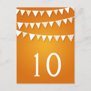 Élégant numéro de table Love Bunting Orange