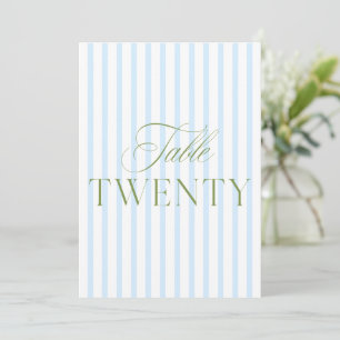 Élégant numéro de table Mariage Vert Sauge & Bleu