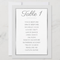 ÉLÉGANT NUMÉRO DE TABLE Siège Graphique gris argen