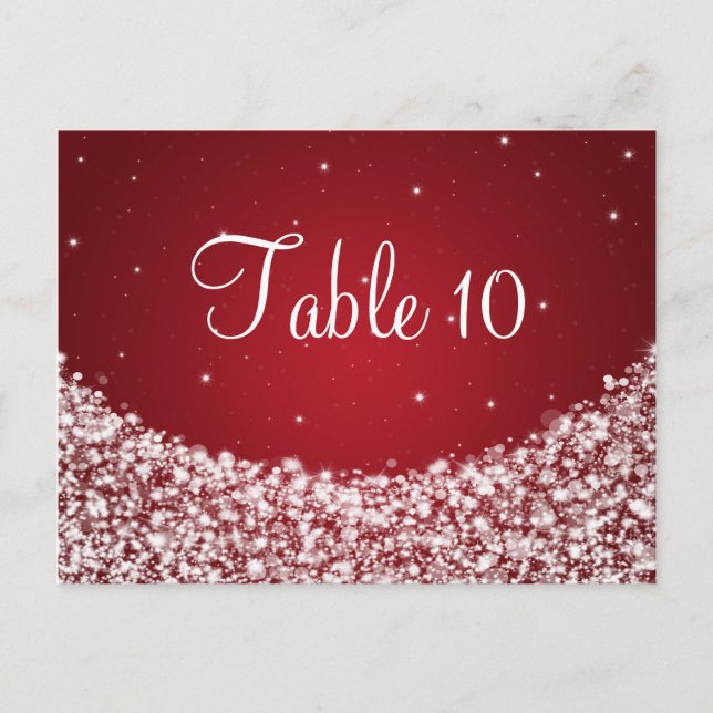 Élégant numéro de table Star Sparkle Red (Devant)