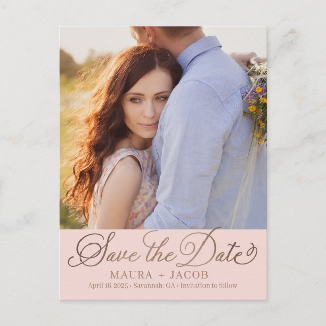 Elegant Nuptial Save the Date Postcard Postkarte (Vorderseite)