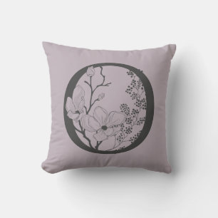 Elegant O Boho Floral Monogram Initial Lilac Gray Kissen