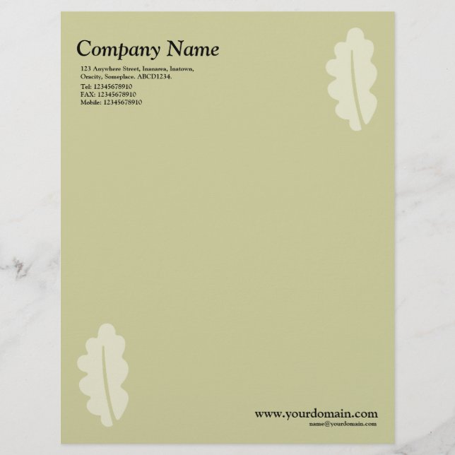 Elegant Oak Leaf - Light Khaki Briefkopf (Vorderseite)