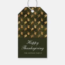 Elegant Oak Leaves Green Thanksgiving Geschenkanhänger