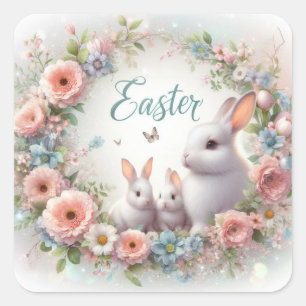 Elegant Oaster Bunnies Quadratischer Aufkleber