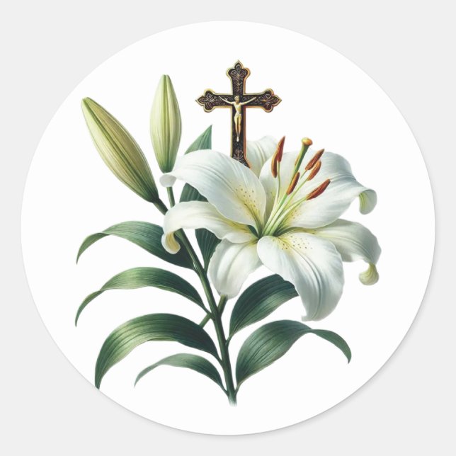 Elegant Oaster Lilly Runder Aufkleber (Vorderseite)