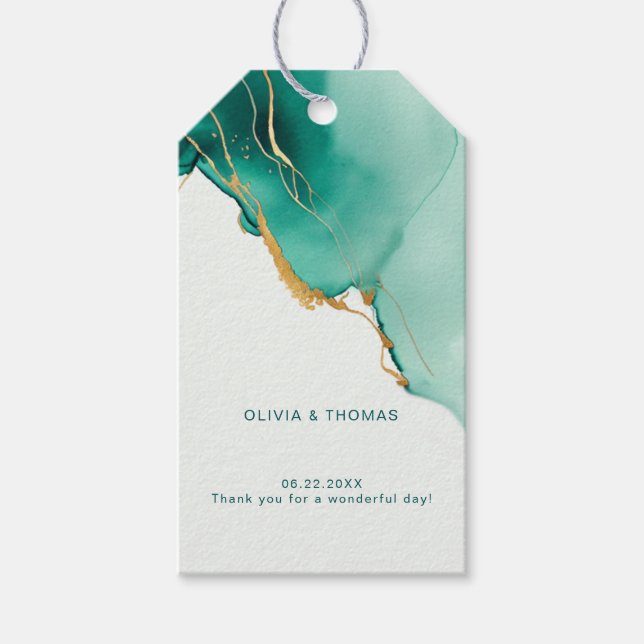 Elegant Ocean Beach Emerald Chic Wedding Vielen Da Geschenkanhänger (Vorderseite)