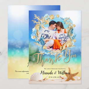 Elégant Ocean Beach Starfish Shell Carte de remerc