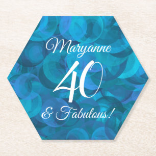 Elegant Ocean Blue 40 und fabelhafte Geburtstagspa Untersetzer