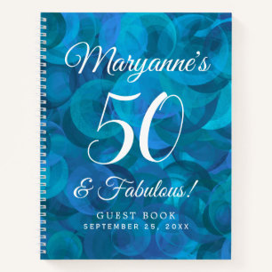Elegant Ocean Blue 50 & Fabulous Geburtstagsparty Notizbuch