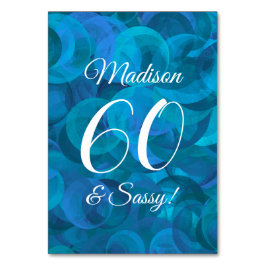 Elegant Ocean Blue 60 & Sassy Geburtstagsparty Tischnummer