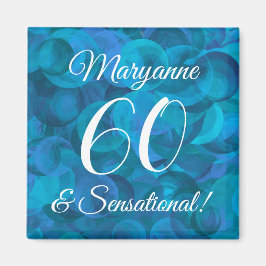 Elegant Ocean Blue 60 & Sensational Birthday Party Magnet