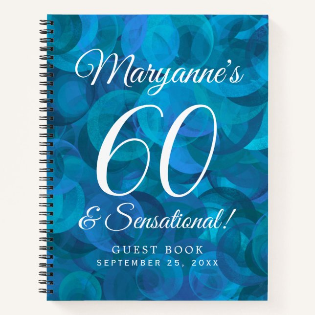 Elegant Ocean Blue 60 und sensationeller Geburtsta Notizbuch (Vorderseite)